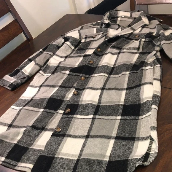 Plaid Button-Up Shirt Jacket - Picture 5 of 14